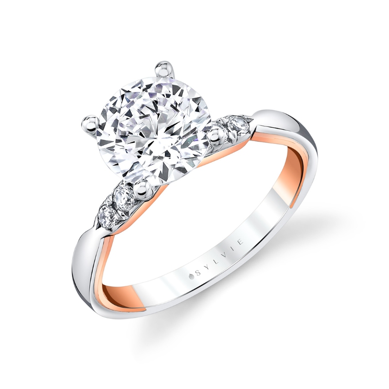 Sylvie Iconelle Quarterway Pinch Two Tone Engagement Ring - Corinne