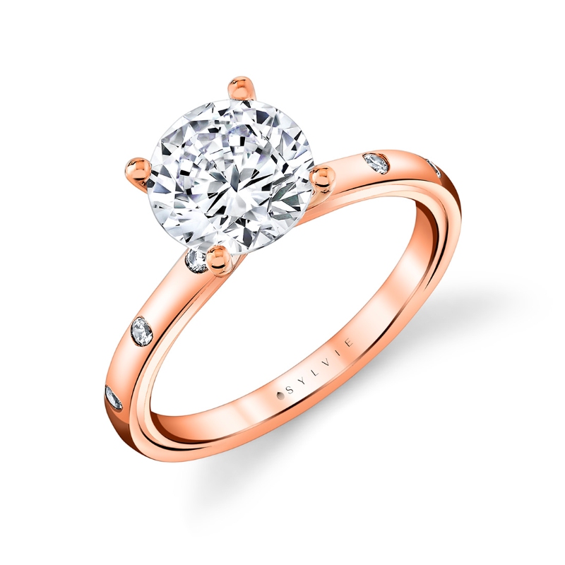 Sylvie Iconelle Flush Set Round Engagement Ring - Sedona