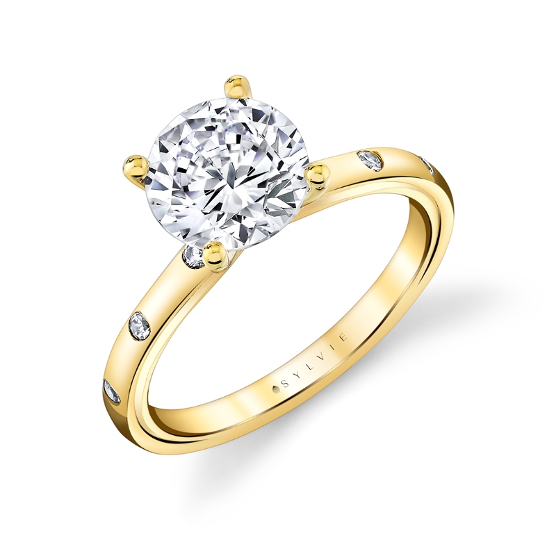 Sylvie Iconelle Flush Set Round Engagement Ring - Sedona