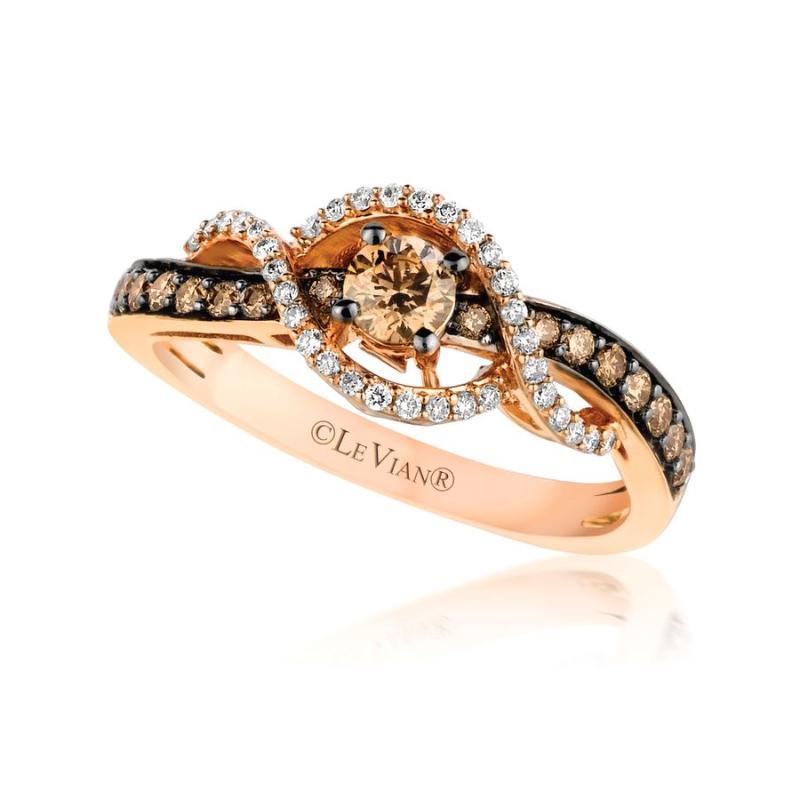 Le Vian Chocolatier&reg; Ring featuring 1/2 cts. Chocolate Diamonds&reg; , 1/8 cts. Vanilla Diamonds&reg; set in 14K Strawberry Gold&reg;