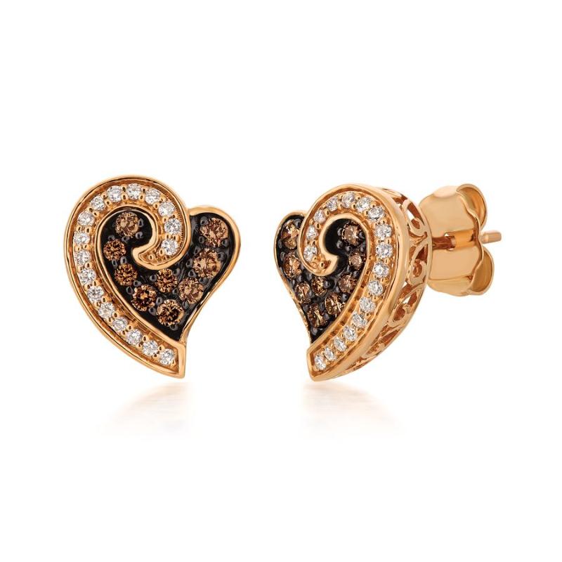 Le Vian Chocolatier&reg; Earrings featuring 1/4 cts. Chocolate Diamonds&reg; , 1/8 cts. Vanilla Diamonds&reg; set in 14K Strawberry Gold&reg;