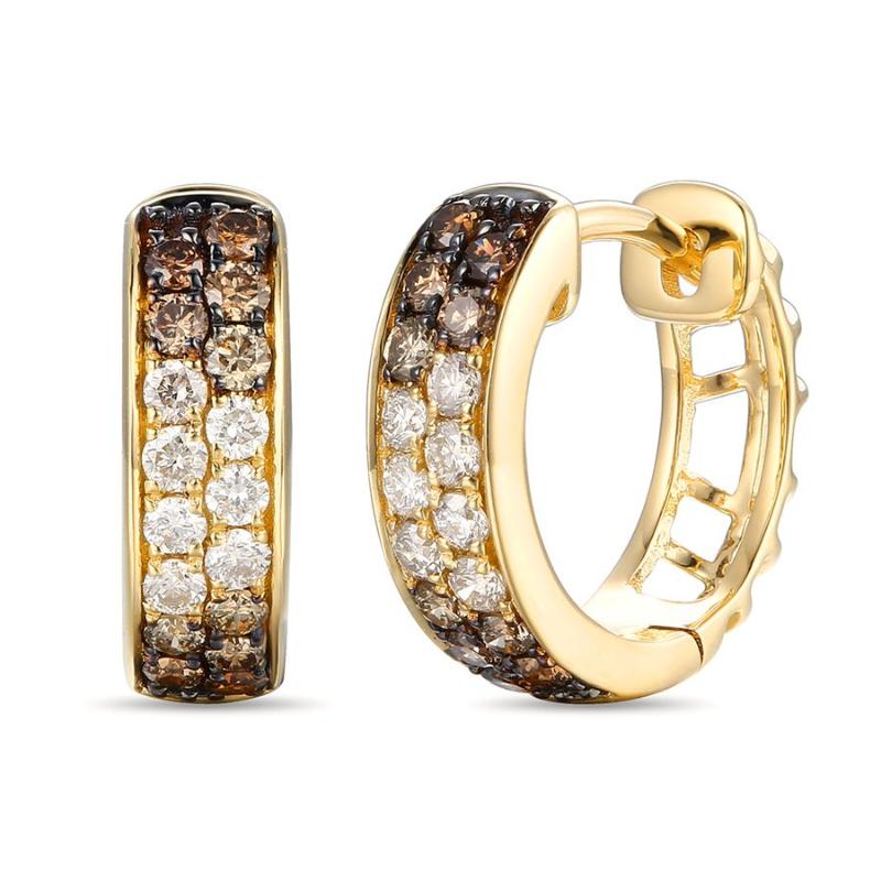 Le Vian Ombre&reg; Earrings featuring 1/2 cts. Chocolate Ombré&reg; Diamonds , 1/20 cts. Vanilla Diamonds&reg; set in 14K Honey Gold&trade;
