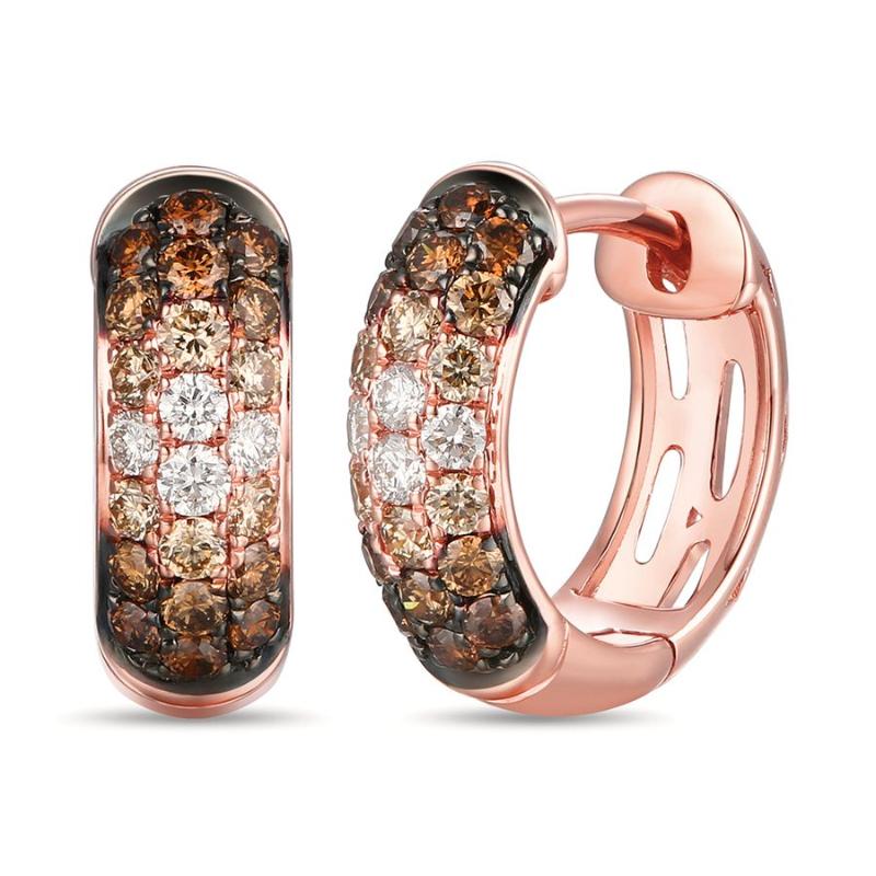 Le Vian Ombre&reg; Earrings featuring 1/2 cts. Chocolate Ombré&reg; Diamonds , 1/8 cts. Vanilla Diamonds&reg; set in 14K Strawberry Gold&reg;