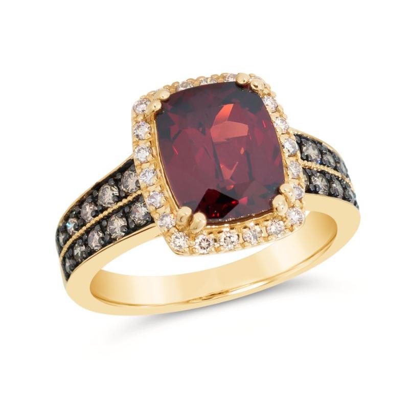 Le Vian&reg; Ring featuring 3 1/6 cts. Pomegranate Garnet&trade; , 1/3 cts. Chocolate Diamonds&reg; , 1/5 cts. Nude Diamonds&trade; set in 14K Honey Gold&trade;