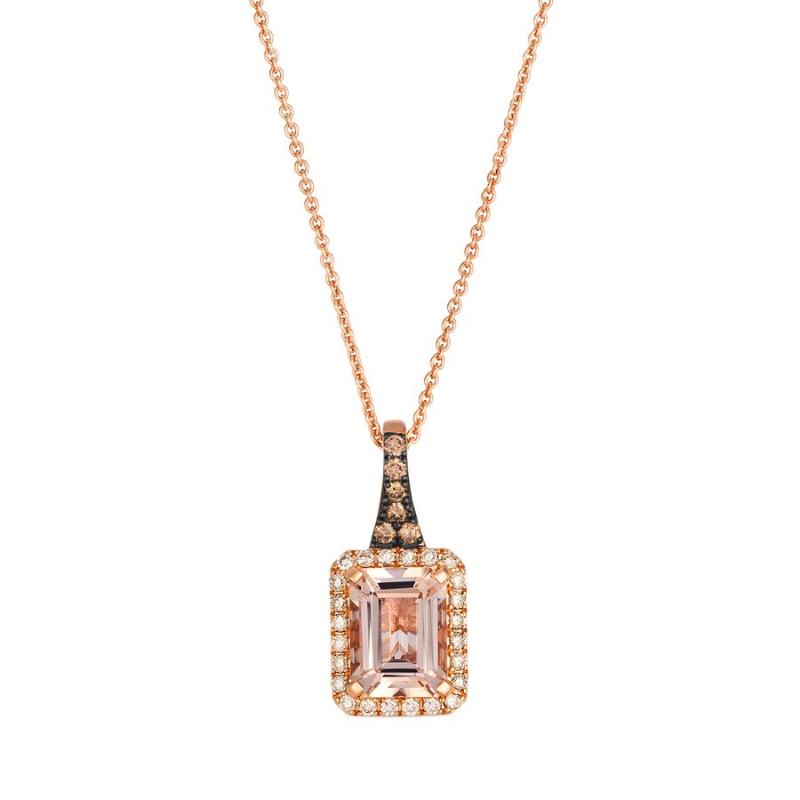 Le Vian&reg; Pendant featuring 1 1/6 cts. Peach Morganite&trade; , 1/20 cts. Chocolate Diamonds&reg; , 1/6 cts. Nude Diamonds&trade; set in 14K Strawberry Gold&reg;