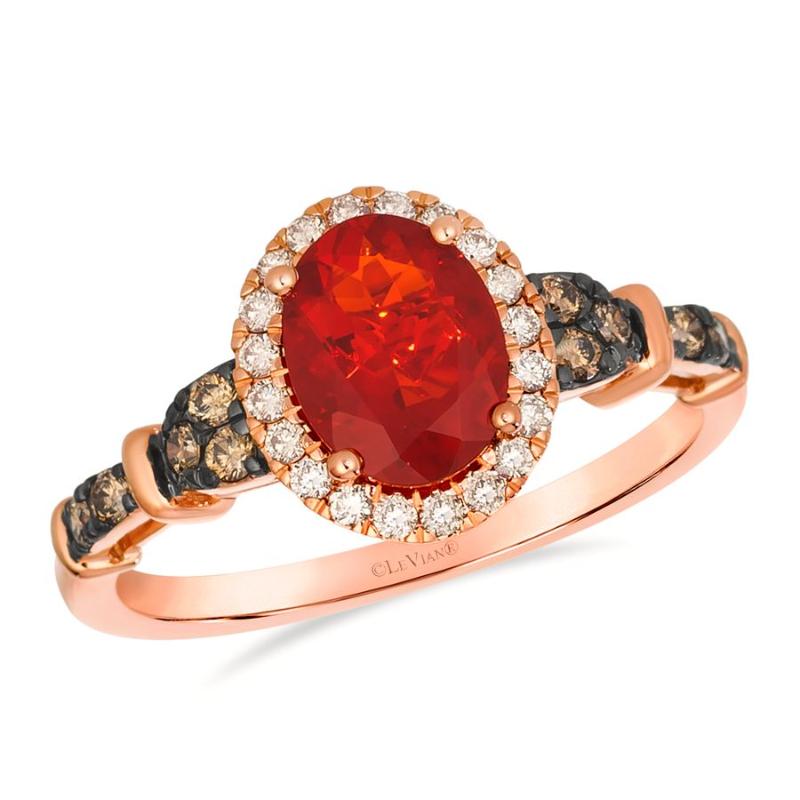 Le Vian&reg; Ring featuring 3/4 cts. Neon Tangerine Fire Opal&reg; , 1/6 cts. Chocolate Diamonds&reg; , 1/6 cts. Nude Diamonds&trade; set in 14K Strawberry Gold&reg;