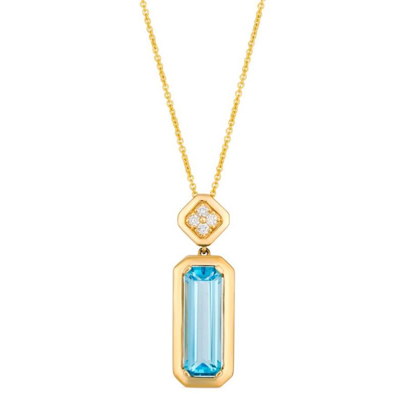 Le Vian&reg; Pendant featuring 3 1/3 cts. Ocean Blue Topaz&trade; , 1/20 cts. Vanilla Diamonds&reg; set in 14K Honey Gold&trade;