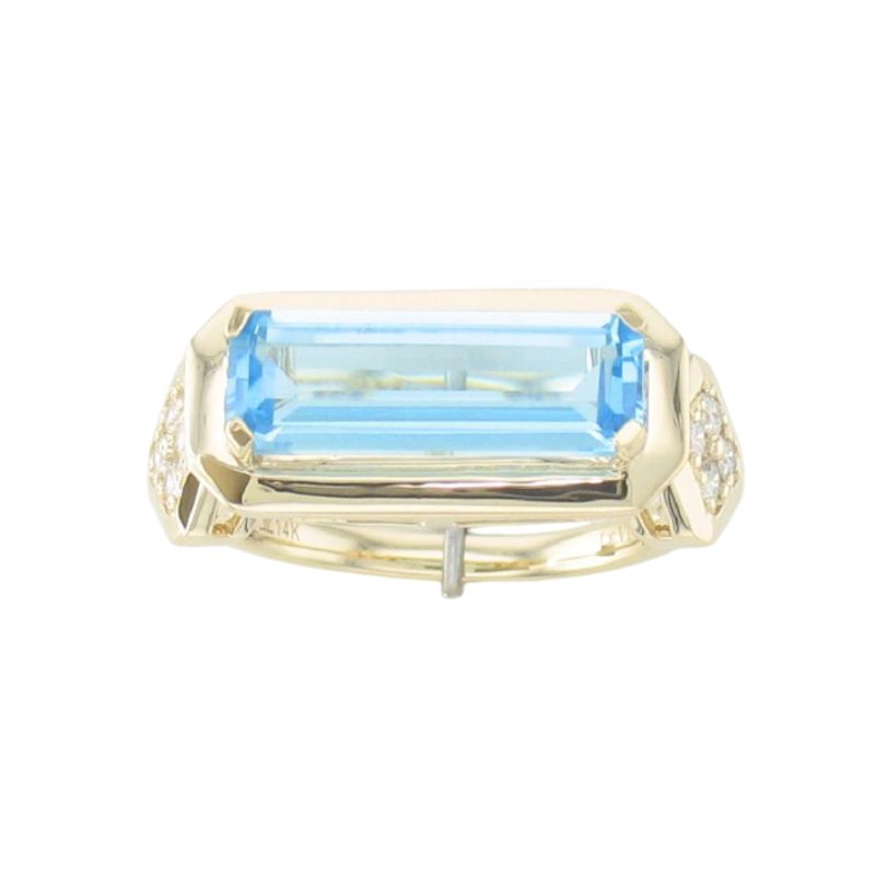 Le Vian&reg; Ring featuring 3 1/3 cts. Ocean Blue Topaz&trade; , 1/8 cts. Vanilla Diamonds&reg; set in 14K Honey Gold&trade;