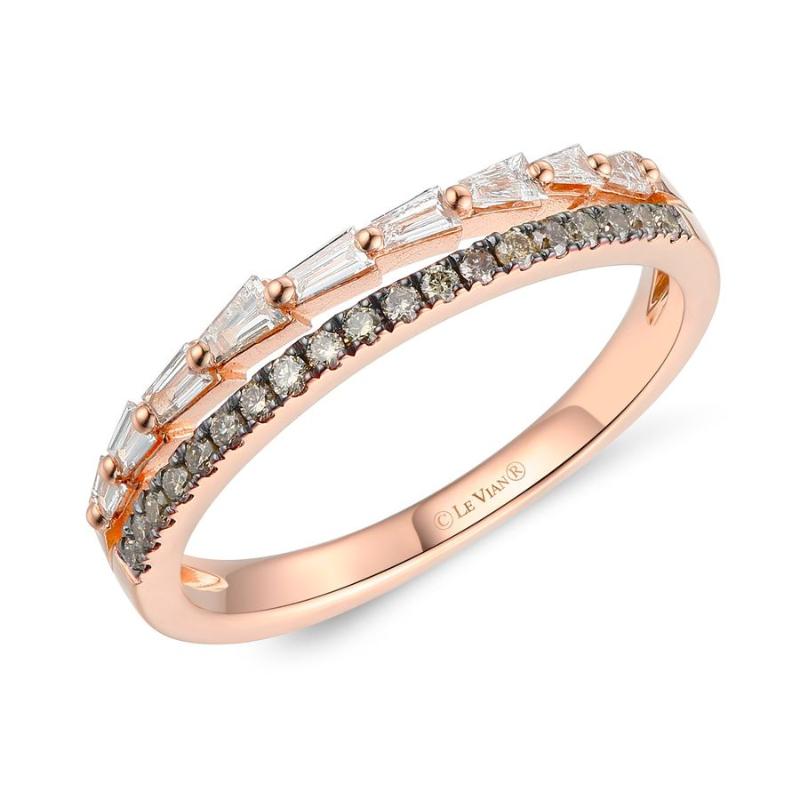 Le Vian Chocolatier&reg; Ring featuring 1/6 cts. Vanilla Diamonds&reg; , 1/6 cts. Chocolate Diamonds&reg; set in 14K Strawberry Gold&reg;