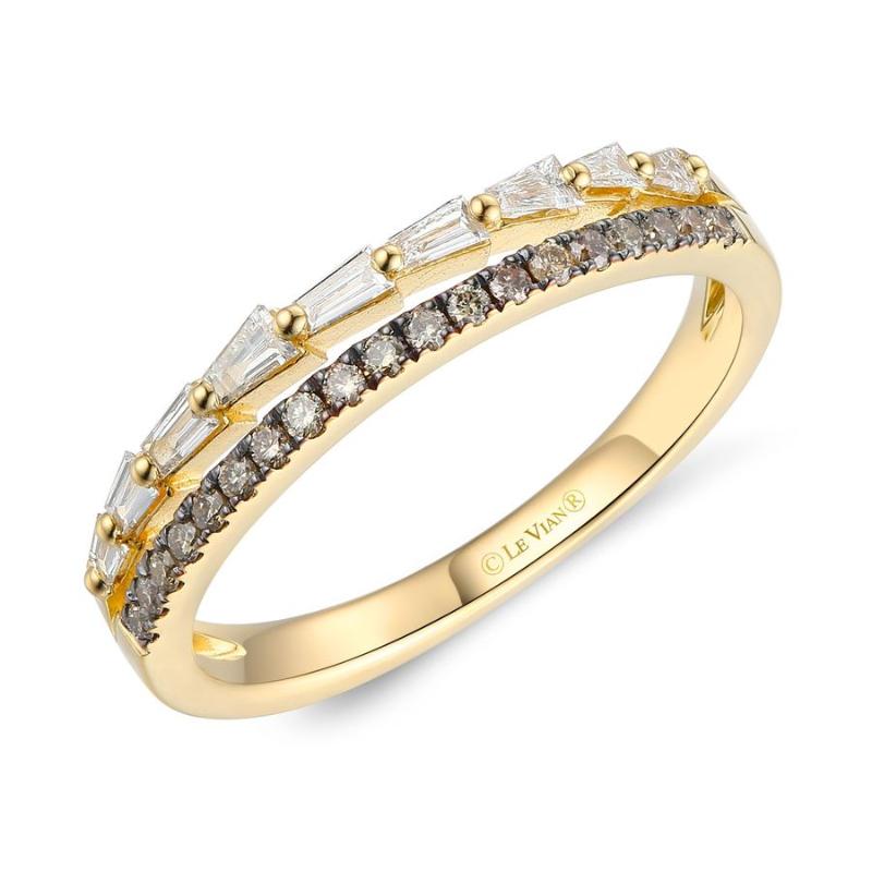 Le Vian Chocolatier&reg; Ring featuring 1/6 cts. Vanilla Diamonds&reg; , 1/6 cts. Chocolate Diamonds&reg; set in 14K Honey Gold&trade;