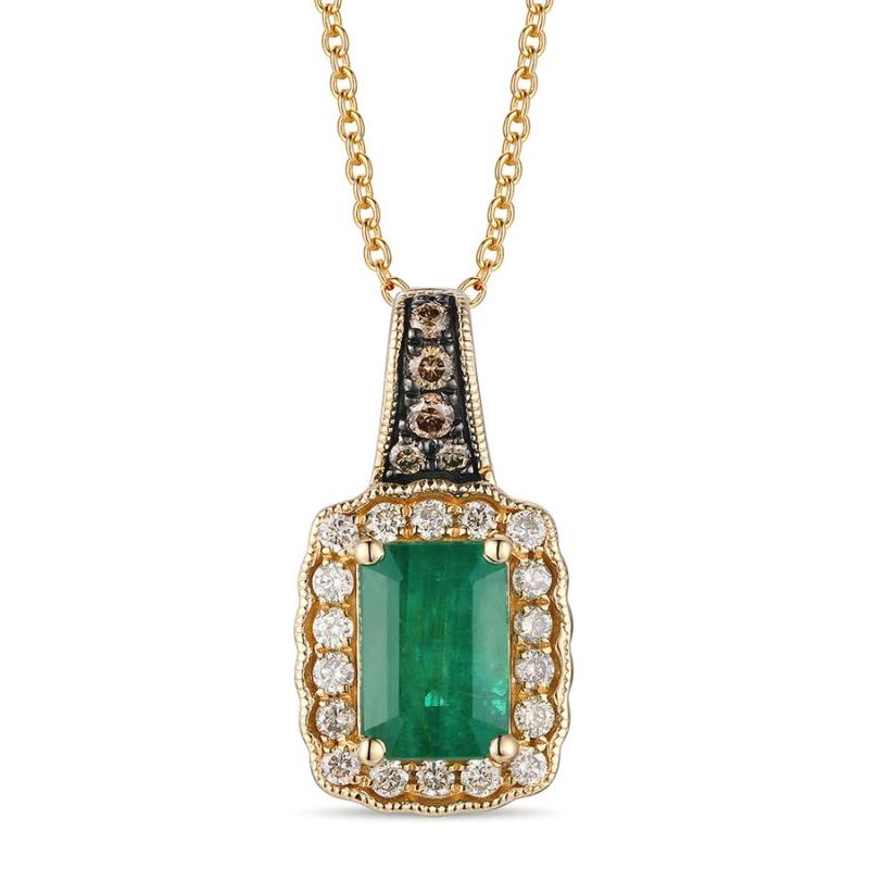 Le Vian&reg; Pendant featuring 3/4 cts. Costa Smeralda Emeralds&trade; , 1/20 cts. Chocolate Diamonds&reg; , 1/6 cts. Nude Diamonds&trade; set in 14K Honey Gold&trade;
