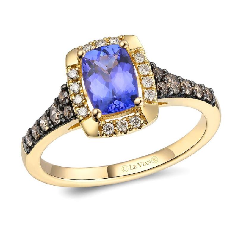 Le Vian&reg; Ring featuring 7/8 cts. Blueberry Tanzanite&reg; , 1/4 cts. Chocolate Diamonds&reg; , 1/10 cts. Nude Diamonds&trade; set in 14K Honey Gold&trade;