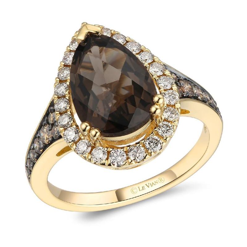 Le Vian&reg; Ring featuring 2 3/4 cts. Chocolate Quartz&reg; , 1/4 cts. Chocolate Diamonds&reg; , 3/8 cts. Nude Diamonds&trade; set in 14K Honey Gold&trade;