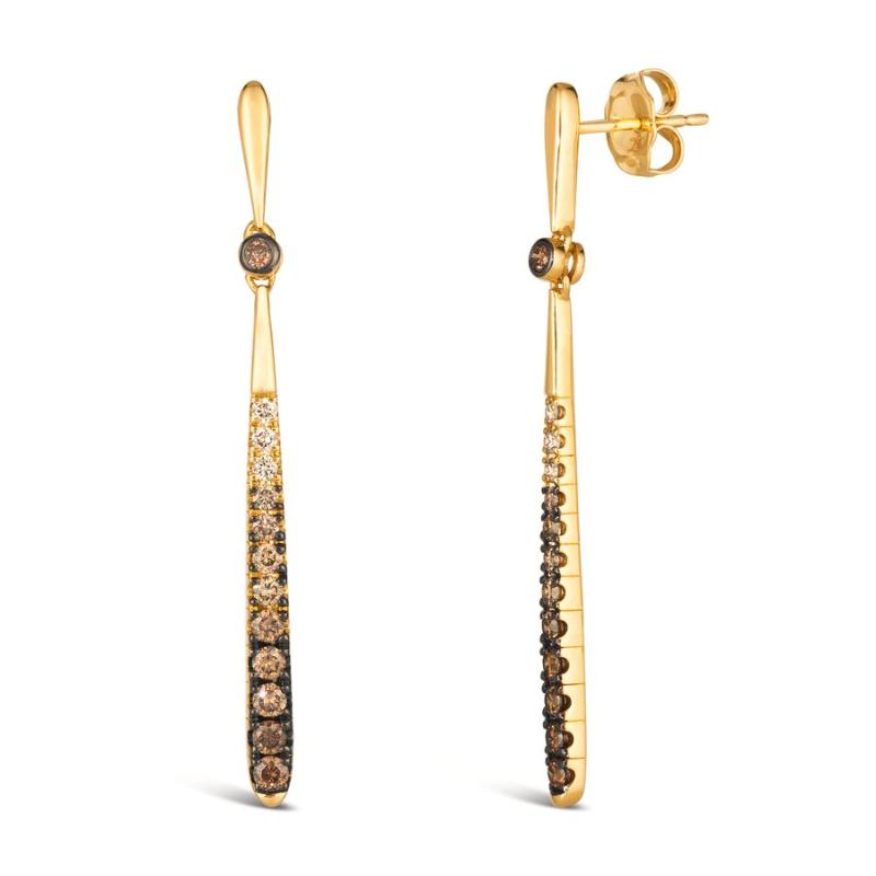 Le Vian Ombre&reg; Earrings featuring 5/8 cts. Chocolate Ombré&reg; Diamonds set in 14K Honey Gold&trade;
