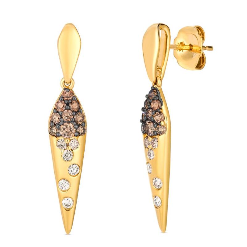 Le Vian Ombre&reg; Earrings featuring 5/8 cts. Chocolate Ombré&reg; Diamonds set in 14K Honey Gold&trade;