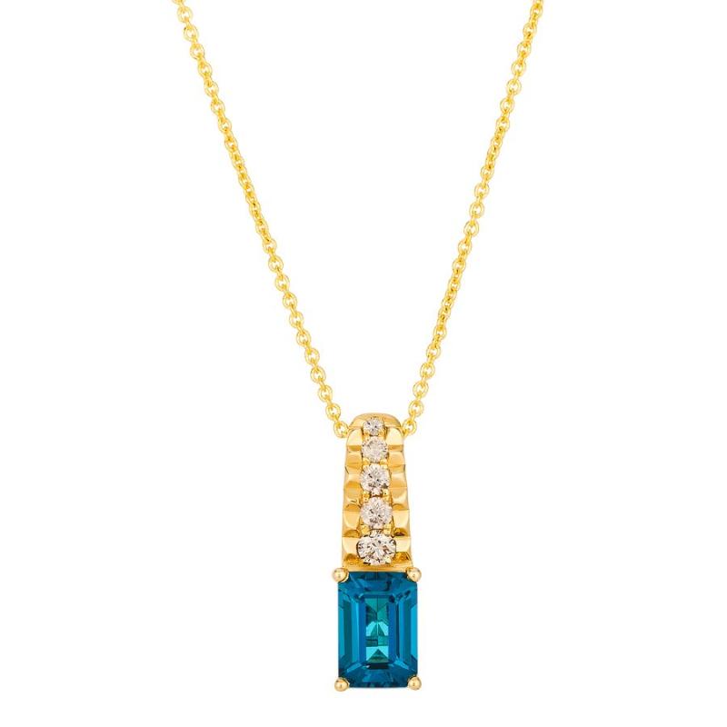 Le Vian&reg; Pendant featuring 1 cts. Deep Sea Blue Topaz&trade; , 1/8 cts. Nude Diamonds&trade; set in 14K Honey Gold&trade;
