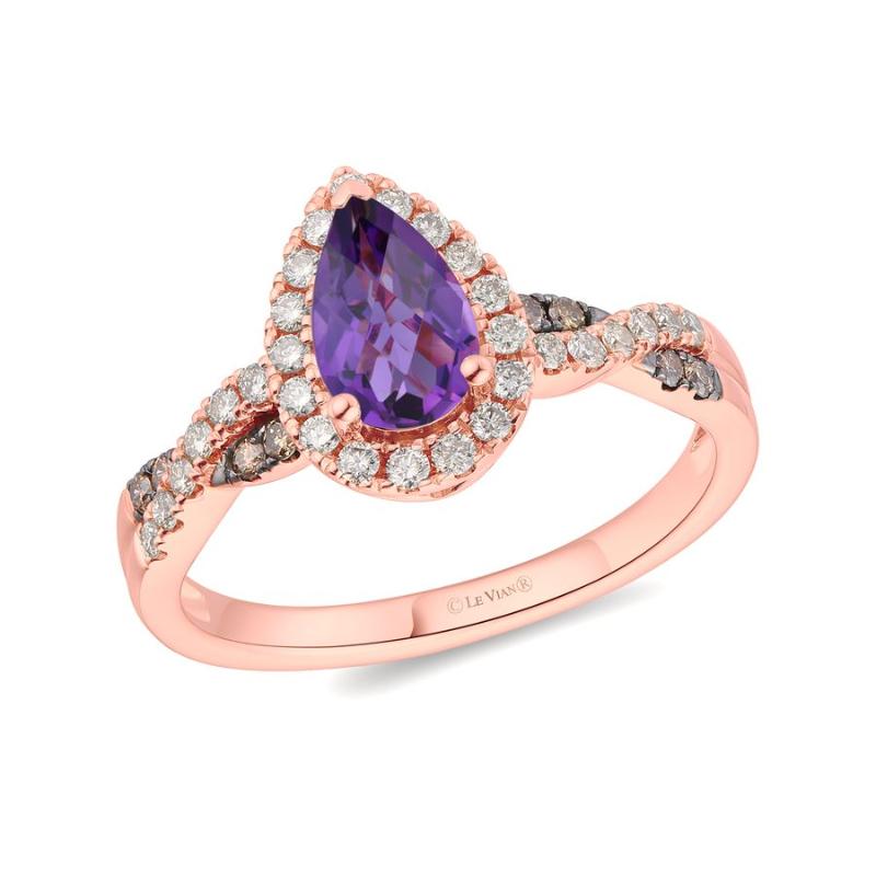 Le Vian&reg; Ring featuring 3/4 cts. Grape Amethyst&trade; , 1/4 cts. Nude Diamonds&trade; , 1/20 cts. Chocolate Diamonds&reg; set in 14K Strawberry Gold&reg;
