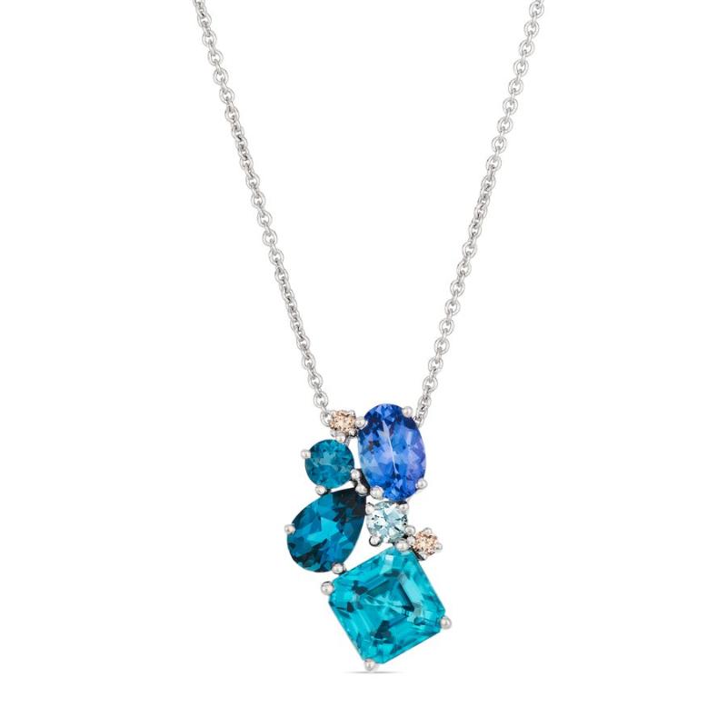 Le Vian&reg; Pendant featuring 1 3/8 cts. Blueberry Zircon&trade; , 1/2 cts. Deep Sea Blue Topaz&trade; , 3/8 cts. Blueberry Tanzanite&reg; , 1/20 cts. Ocean Blue Topaz&trade; , Nude Diamonds&trade; set in 14K Vanilla Gold&reg;