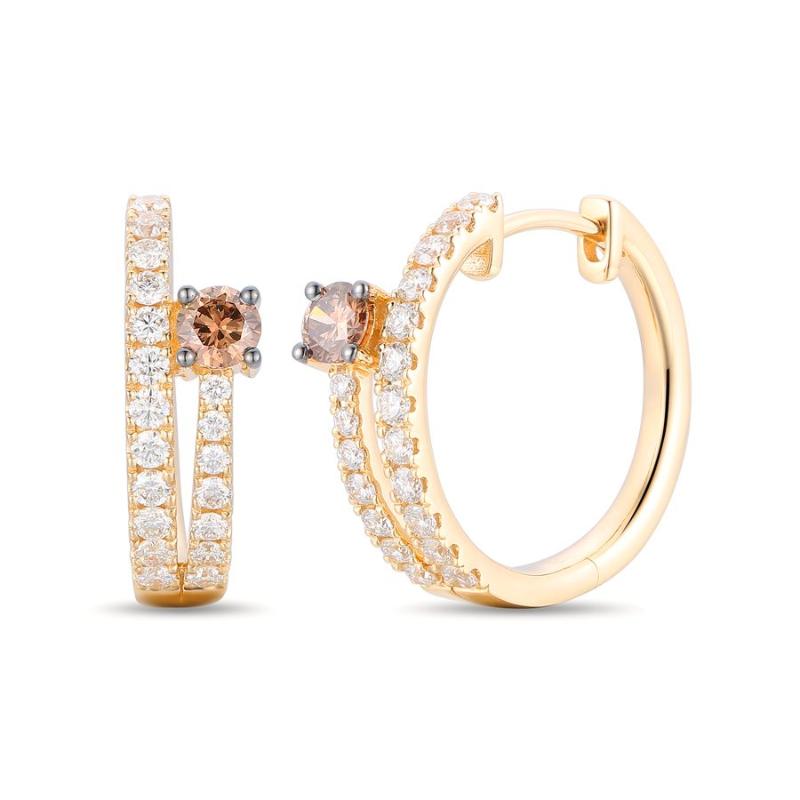 Le Vian Chocolatier&reg; Earrings featuring 1/3 cts. Chocolate Diamonds&reg; , 5/8 cts. Vanilla Diamonds&reg; set in 14K Honey Gold&trade;