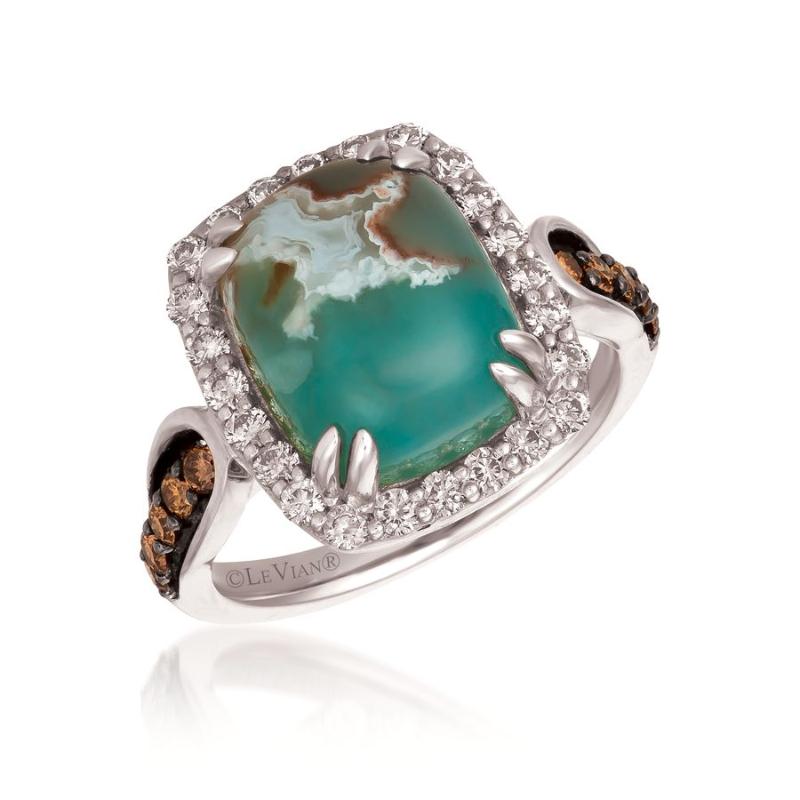 Le Vian&reg; Ring featuring 6 cts. Peacock Aquaprase&trade; , 1/4 cts. Chocolate Diamonds&reg; , 1/2 cts. Nude Diamonds&trade; set in 14K Vanilla Gold&reg;