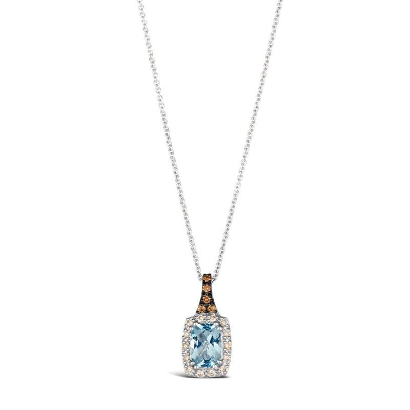 Le Vian&reg; Pendant featuring 3/4 cts. Sea Blue Aquamarine&reg; , 1/8 cts. Nude Diamonds&trade; , 1/20 cts. Chocolate Diamonds&reg; set in 14K Vanilla Gold&reg;