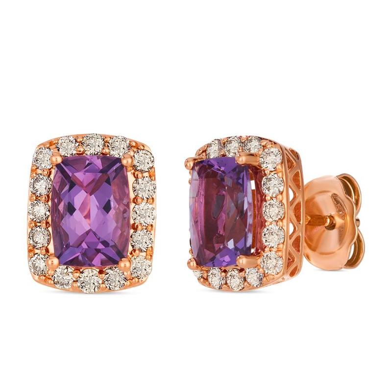 Le Vian&reg; Earrings featuring 1 1/2 cts. Grape Amethyst&trade; , 3/8 cts. Nude Diamonds&trade; set in 14K Strawberry Gold&reg;