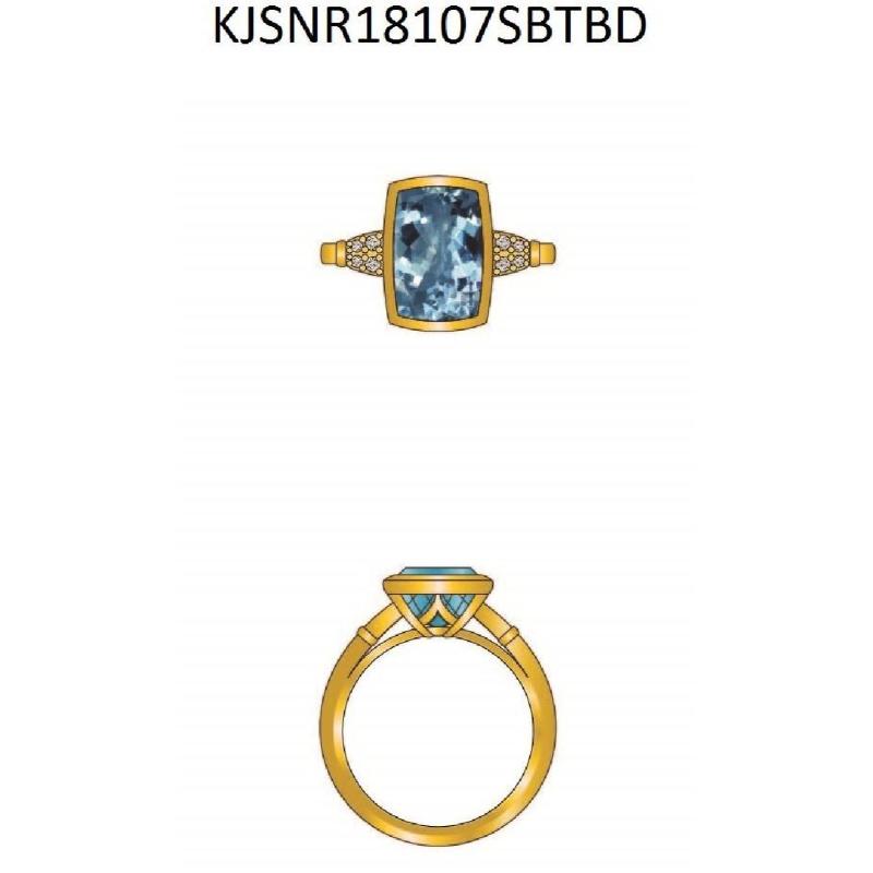 Le Vian&reg; Ring featuring 4 cts. Ocean Blue Topaz&trade; , 1/20 cts. Nude Diamonds&trade; set in 14K Honey Gold&trade;