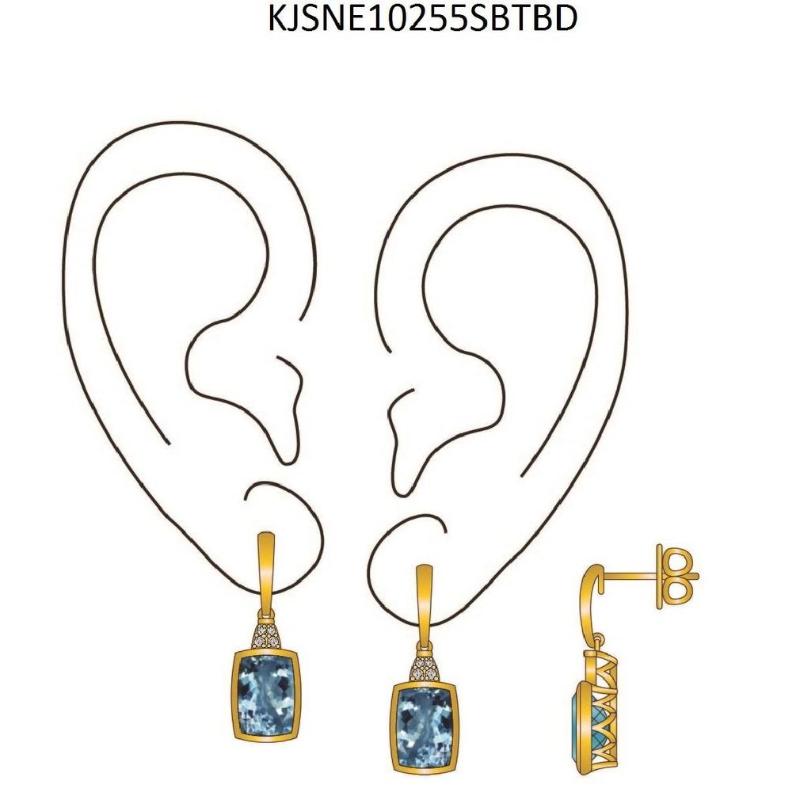 Le Vian&reg; Earrings featuring 5 1/5 cts. Ocean Blue Topaz&trade; , 1/20 cts. Nude Diamonds&trade; set in 14K Honey Gold&trade;