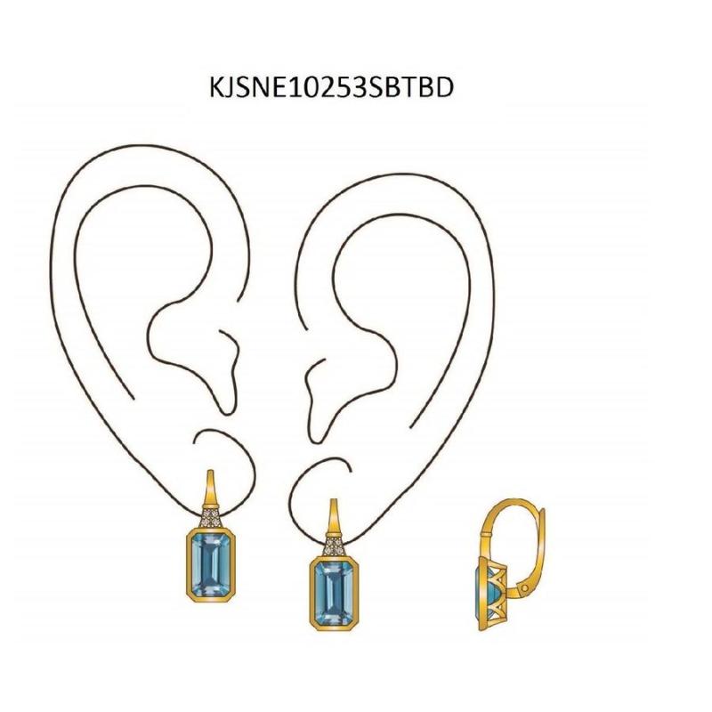 Le Vian&reg; Earrings featuring 4 1/3 cts. Ocean Blue Topaz&trade; , 1/20 cts. Nude Diamonds&trade; set in 14K Honey Gold&trade;