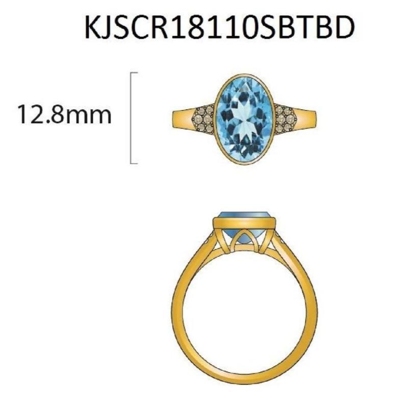 Le Vian&reg; Ring featuring 3 5/8 cts. Ocean Blue Topaz&trade; , 1/20 cts. Nude Diamonds&trade; set in 14K Honey Gold&trade;