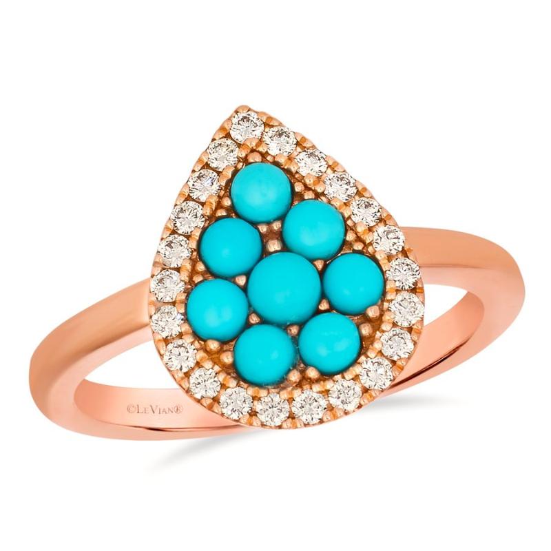 Le Vian&reg; Ring featuring 3/4 cts. Robins Egg Blue Turquoise, 1/4 cts. Nude Diamonds&trade; set in 14K Strawberry Gold&reg;