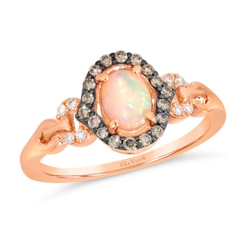 Le Vian Chocolatier&reg; Ring featuring 3/8 cts. Neopolitan Opal&reg; , 1/6 cts. Chocolate Diamonds&reg; , 1/20 cts. Vanilla Diamonds&reg; set in 14K Strawberry Gold&reg;