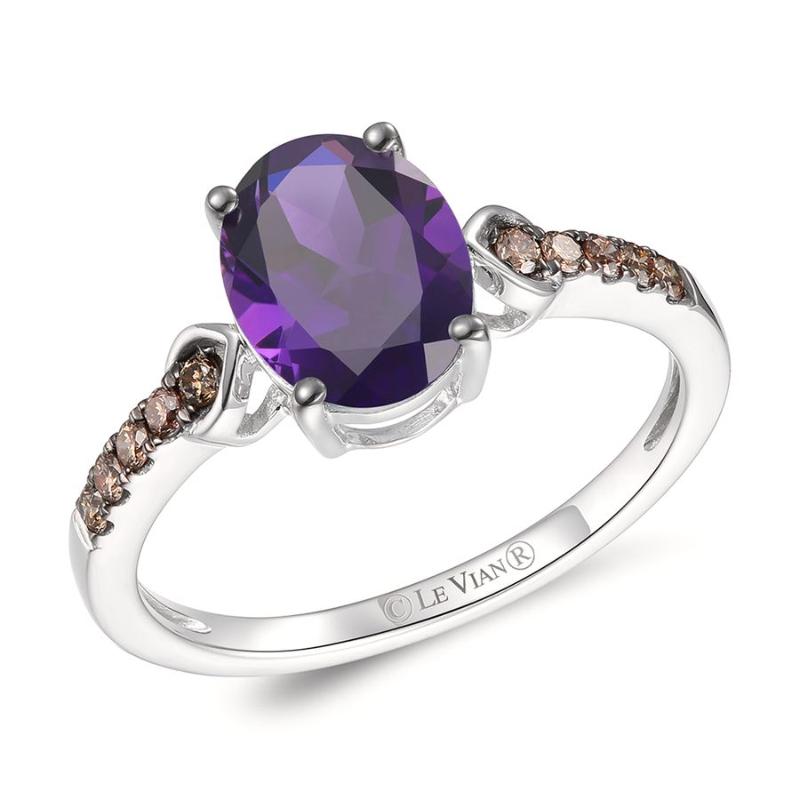 Le Vian Chocolatier&reg; Ring featuring 1 3/4 cts. Grape Amethyst&trade; , 1/6 cts. Chocolate Diamonds&reg; set in 14K Vanilla Gold&reg;