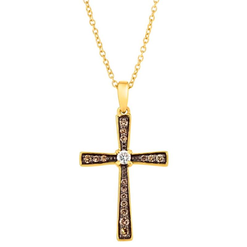 Le Vian Chocolatier&reg; Pendant featuring 1/20 cts. Vanilla Diamonds&reg; , 1/6 cts. Chocolate Diamonds&reg; set in 14K Honey Gold&trade;