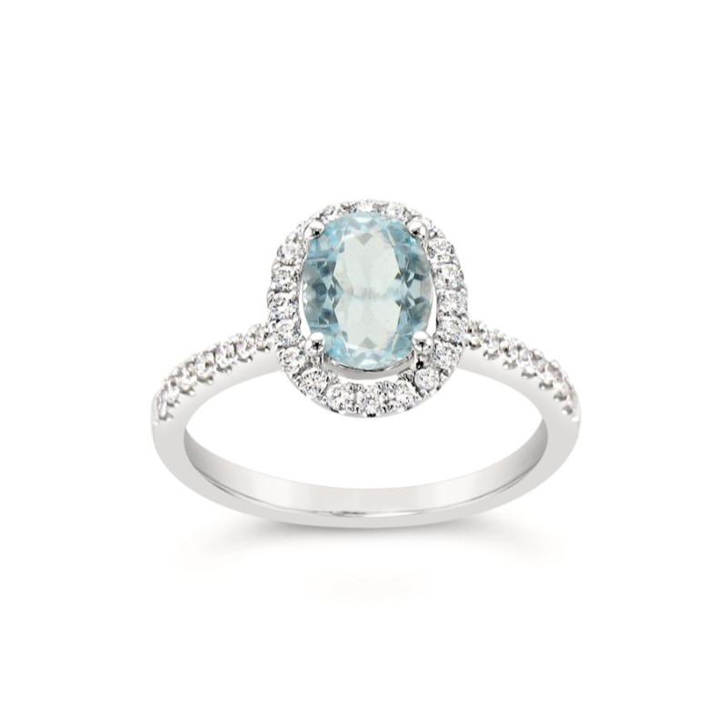 Le Vian&reg; Ring featuring 7/8 cts. Sea Blue Aquamarine&reg; , 1/3 cts. Vanilla Diamonds&reg; set in 14K Vanilla Gold&reg;