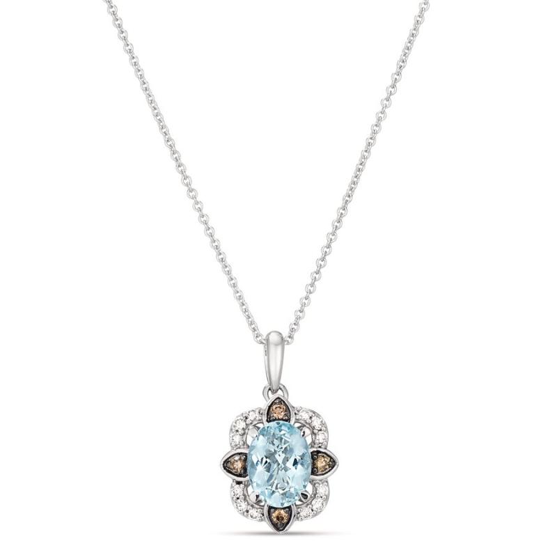 Le Vian&reg; Pendant featuring 7/8 cts. Sea Blue Aquamarine&reg; , 1/10 cts. Nude Diamonds&trade; , 1/20 cts. Chocolate Diamonds&reg; set in 14K Vanilla Gold&reg;