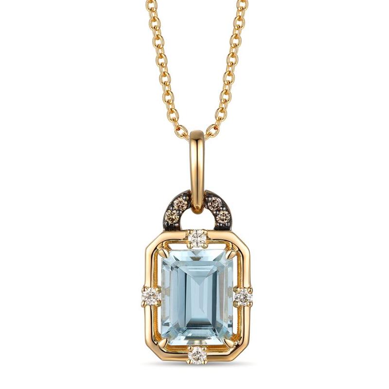 Le Vian&reg; Pendant featuring 1 1/4 cts. Sea Blue Aquamarine&reg; , 1/20 cts. Nude Diamonds&trade; , Chocolate Diamonds&reg; set in 14K Honey Gold&trade;