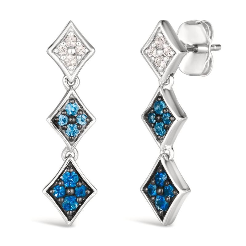 Le Vian Ombre&reg; Earrings featuring 1/3 cts. Denim Ombré&reg; Sapphire, 1/10 cts. Vanilla Sapphire&trade; , set in 14K Vanilla Gold&reg;