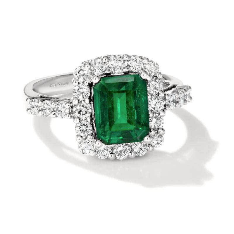 Le Vian Couture&reg; Ring featuring 2 cts. Costa Smeralda Emeralds&trade; , 7/8 cts. Vanilla Diamonds&reg; set in P95