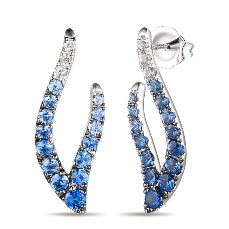 Le Vian Ombre&reg; Earrings featuring 1 cts. Denim Ombré&reg; Sapphire, 1/8 cts. Vanilla Sapphire&trade; , set in 14K Vanilla Gold&reg;