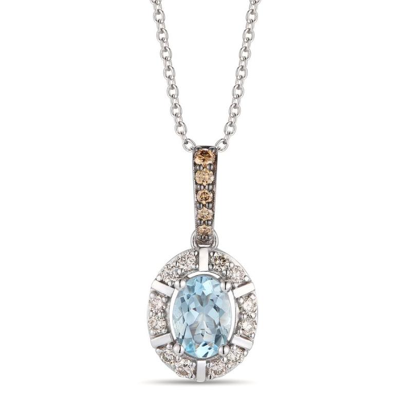 Le Vian&reg; Pendant featuring 5/8 cts. Sea Blue Aquamarine&reg; , 1/20 cts. Chocolate Diamonds&reg; , 1/5 cts. Nude Diamonds&trade; set in 14K Vanilla Gold&reg;