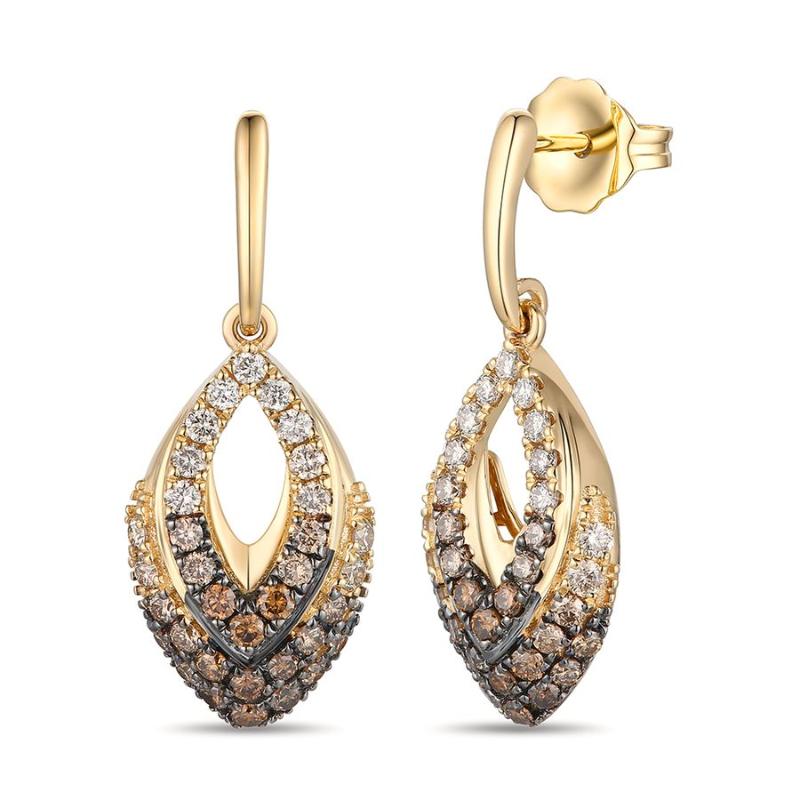 Le Vian Ombre&reg; Earrings featuring 5/8 cts. Chocolate Ombré&reg; Diamonds set in 14K Honey Gold&trade;