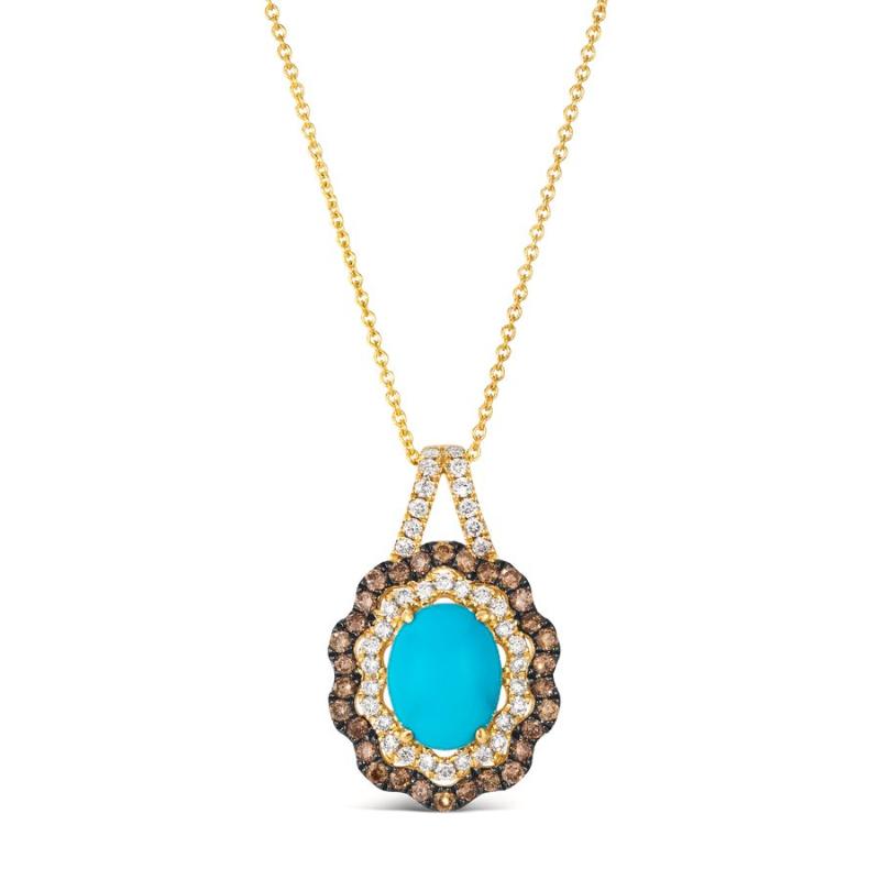 Le Vian&reg; Pendant featuring 1 3/4 cts. Robins Egg Blue Turquoise, 1/3 cts. Chocolate Diamonds&reg; , 1/4 cts. Nude Diamonds&trade; set in 14K Honey Gold&trade;