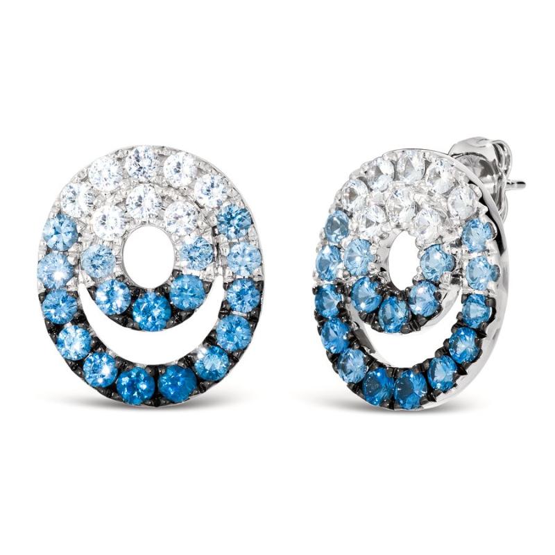 Le Vian Ombre&reg; Earrings featuring 1 5/8 cts. Denim Ombré&reg; Sapphire, 3/4 cts. Vanilla Sapphire&trade; , set in 14K Vanilla Gold&reg;