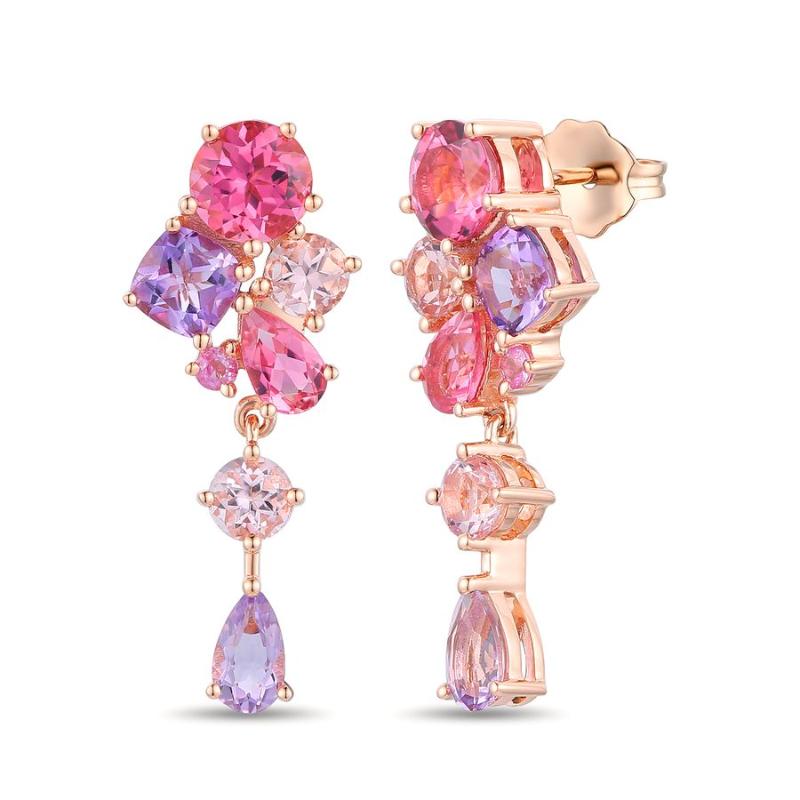 Le Vian&reg; Earrings featuring 1 1/4 cts. Passion Fruit Tourmaline&trade; , 7/8 cts. Cotton Candy Amethyst&reg; , 3/8 cts. PINK MORGANITE, 1/20 cts. Bubble Gum Pink Sapphire&trade; , set in 14K Strawberry Gold&reg;
