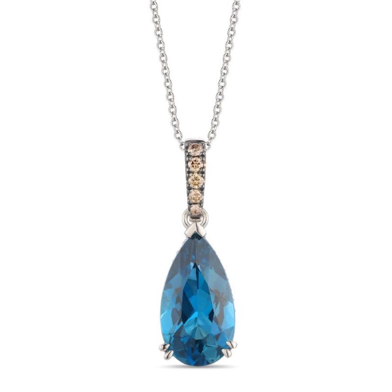 Le Vian Couture&reg; Pendant featuring 2 1/2 cts. Deep Sea Blue Topaz&trade; , 1/20 cts. Chocolate Diamonds&reg; , 1/20 cts. Vanilla Diamonds&reg; set in P95