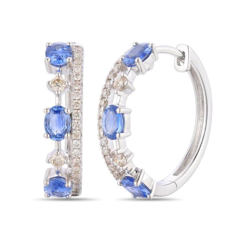 Le Vian&reg; Earrings featuring 1 cts. Blueberry Sapphire&trade; , 1/4 cts. Vanilla Diamonds&reg; set in 14K Vanilla Gold&reg;