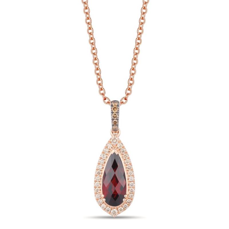 Le Vian&reg; Pendant featuring 1 7/8 cts. Pomegranate Garnet&trade; , 1/5 cts. Nude Diamonds&trade; , 1/20 cts. Chocolate Diamonds&reg; set in 14K Strawberry Gold&reg;