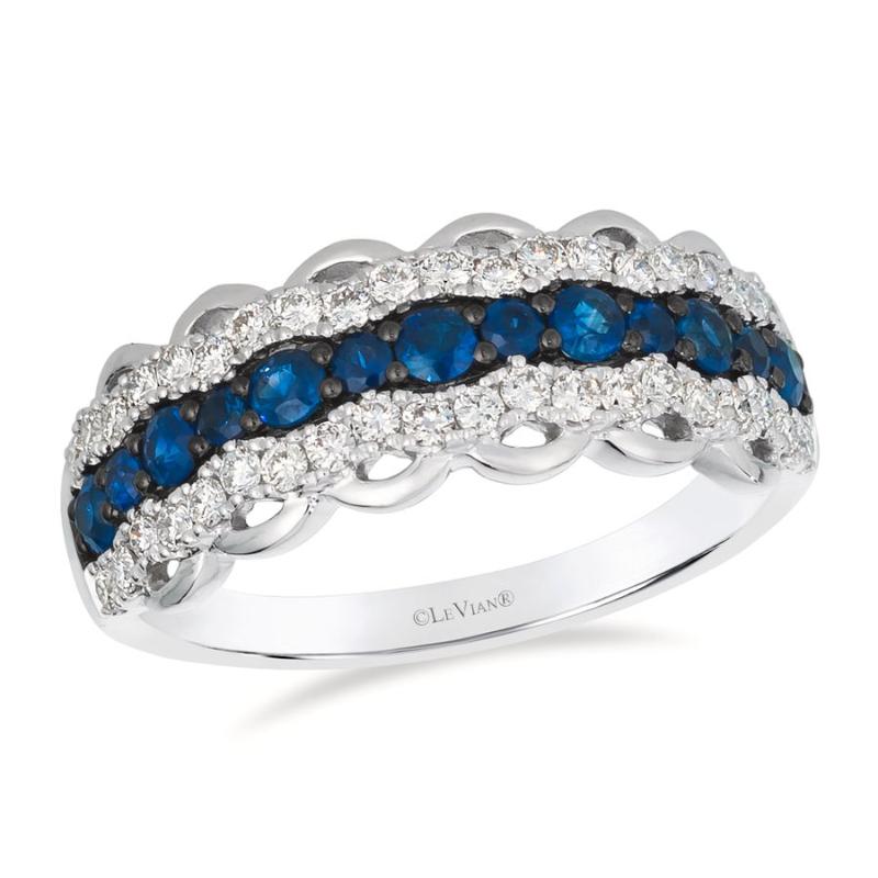 Le Vian&reg; Ring featuring 1/2 cts. Blueberry Sapphire&trade; , 3/8 cts. Vanilla Diamonds&reg; set in 14K Vanilla Gold&reg;