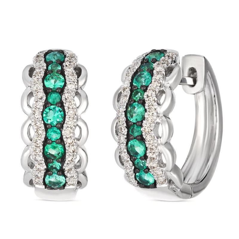 Le Vian&reg; Earrings featuring 3/8 cts. Costa Smeralda Emeralds&trade; , 1/4 cts. Vanilla Diamonds&reg; set in 14K Vanilla Gold&reg;